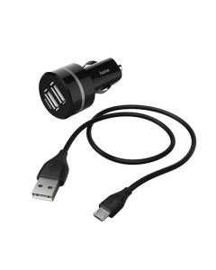 Auto punjac adapter 2 USB porta+micro USB kabl, 2A