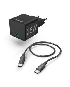 Mini brzi punjac sa USB-C kablom, PD, 25W, 1.5m    crni