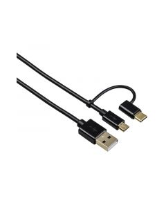 2u1 Micro USB kabl sa USB-C adapterom, pozlata, 1m